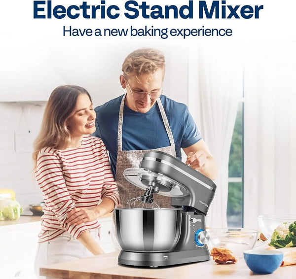 4.75 Quart Stand Mixer, 8 Speed Kitchen Electric Food Mixer, Household Stand Mixer for Baking, Cake, Bread with Beater, Dough Hook, Wire Whip and Egg Separator, Gray2