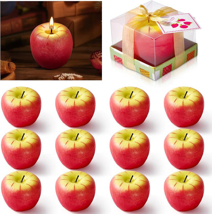 12Pcs Rosh Hashanah Apple-Shaped Candle Decoration Gifts Sets1