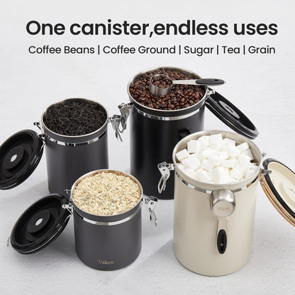 Coffee Canister,39Oz, 2.2Lbs,Large Airtight Stainless Steel Container9