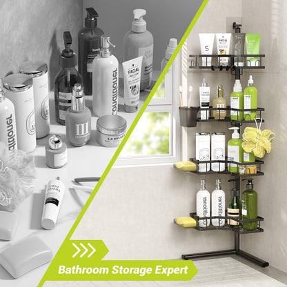 Standing Corner Shower Caddy - 4-Tier Rustproof Adjustable Shower Shelves3