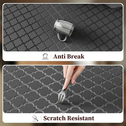 Upgrade Scalloped Kitchen Mats for Floor 2PC, Black Kitchen Rugs | 17.3" X 30"+17.3" X 47", Embossed Depth, Cushioned Comfort, Anti-Fatigue Support, Waterproof, Wipe Clean, Non-Slip Stability5