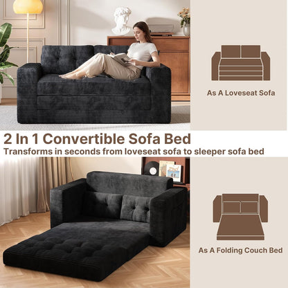 Boneless Couch Bed Small Floor Couch 59" Convertible Sleeper Sofa7