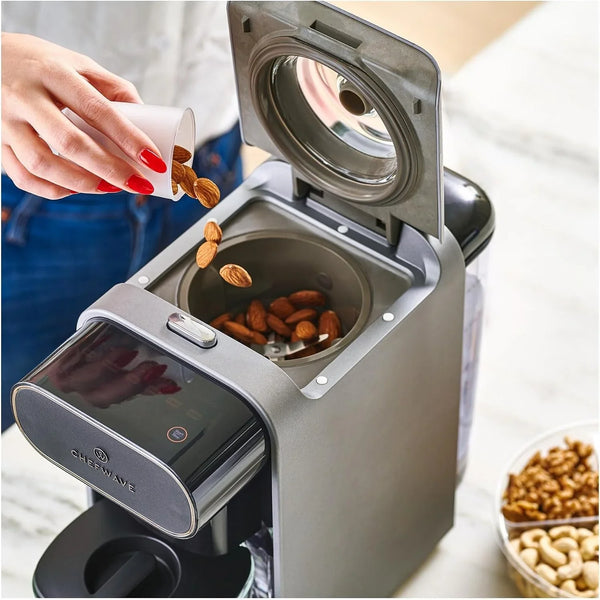 Milkmade Soy Milk Maker 6-In-1 Vegan Plant-Based Milk Machine with Auto Clean, and Delay Start, Almond, Oat, Soy, Cashew, Coconut, Macadamia Milk Maker with Nut Platter (Silver/Black) | Self-Cleaning Cycle, Delay Start, Glass Pitcher9