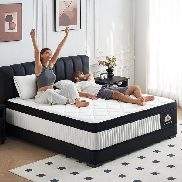 Queen Mattress 12 Inch Hybrid Mattress in a Box, Medium Firm Memory Foam and Pocket Springs Mattress, Pressure Relie with Motion Isolating, Certipur-Us Certified, Fiberglass Free1