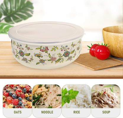 Enamel Nesting Bowls with Lids 5-Piece Mixing Bowls Set for Food Storage Salad Fruit Soup and Serving Multi Size Enamel Bowl Container for Everyday Kitchen Use 4.05 X 4.05 X 1.96 In3