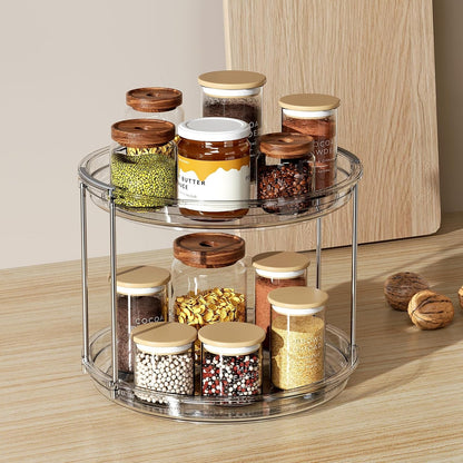 2 Tier Lazy Susan Turntable Organizer 9.25'' Rotating Spice Rack Organization for Cabinet, Kitchen, Pantry, Countertop, Bathroom, Vanity, Medicine Cabinet Organizer, Clear7