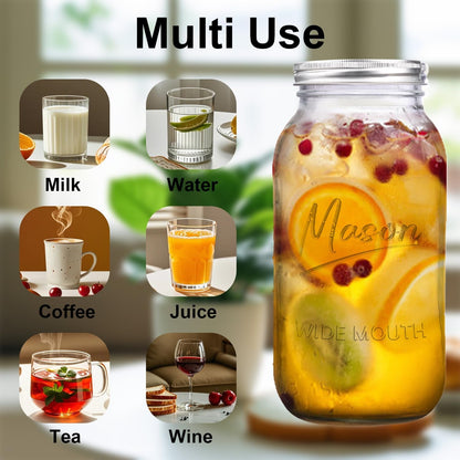 64 Oz Mason Jar Wide Mouth,3 Pack Large Half Gallon Mason Jars with Airtight Lid,Big Glass Jars for Canning,Pickling,Fermenting,Storing6