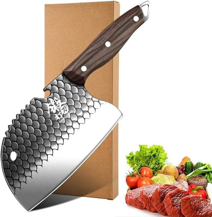 Meat Cleaver,Cleaver Knife Forged Chopper Household round Head Fish Cutting Knife, Kitchen Special Multi-Purpose Knife, Outdoor Knife, LAMAJIGA58441