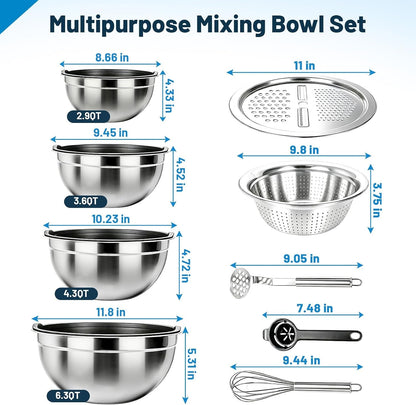 Stainless Steel Mixing Bowls with Lids and Colander Set2