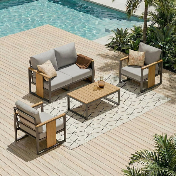 Outdoor Aluminum Patio Furniture Coffee Table All-Weather Outdoor Patio Sofa, Patio Sectional Furniture for Porch, Balcony, Deck, Backyard6
