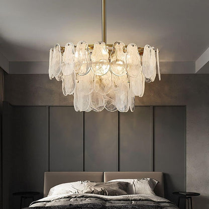 Chandelier Gold Multi-Tier Lantern Pendant Lighting, Cloud Glass Entryway Chandeliers for Foyer Hanging Ceiling Light Fixtures (8-Light)2