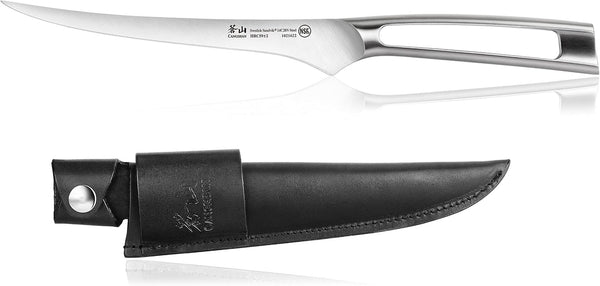 TN1 Series 1021639 Swedish 14C28N Steel Forged 7-Inch Fillet Knife and Leather Sheath Set2
