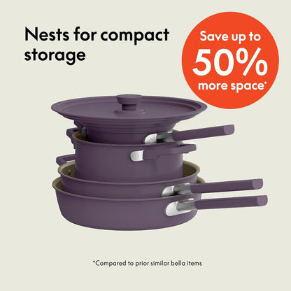 Fits-Anywhere™ 9-Piece Ceramic Nonstick Non-Toxic Cookware Set, Plum3