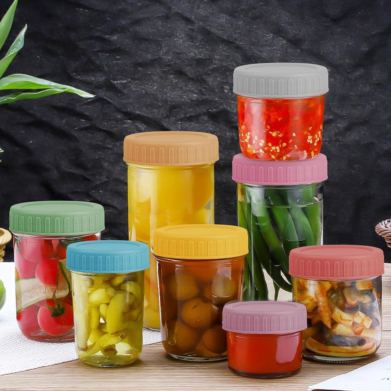 8pcs-wide-mouth-leak-proof-mason-jar-lids-with-silicone-rings-reusable-food-grade-plastic-dishwasher-safe-airtight-seal-fits-ball-kerr-most-wide-mouth-canning-jars-dishwasher-safe