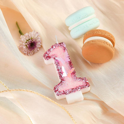 Number 1 Pink Butterfly Birthday Candles, Butterfly Themed Number Candles, Cake Number Candles, Party Celebration2