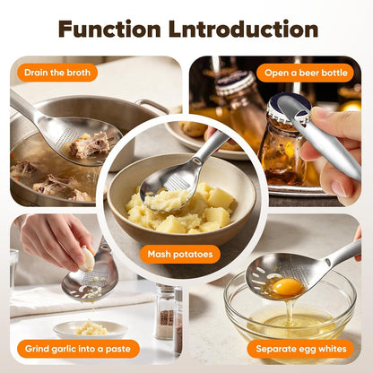 Cooking Slotted Spoon with Egg Separator, Grater, Bottle Opener7