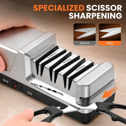 4-In-1 Electric Knife Sharpener for Home Cooks Kitchen, Silver5