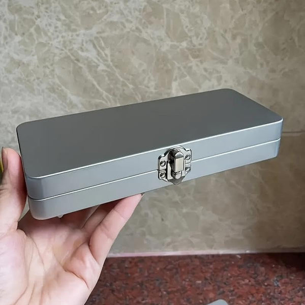 Durable Silvery Gray Metal Rectangular Box with Lid - Ideal for Bills, Cosmetics, Office Supplies Storage - Perfect for Home, Office, Bedroom, Stationery Organization, Storage Solution1