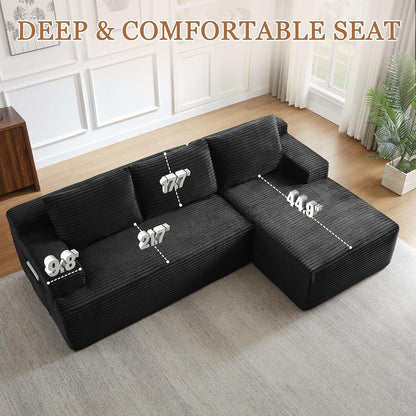 96" Boneless Sectional Sofa Cloud Couch with Deep Seat, Modern L-Shape Compressed Sofa Couch with Right Facing Chaise,Upholstered Boneless Couches for Living Room13