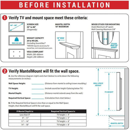 '- MM340 above Fireplace Pull down TV Mount- Televisions 44" to 80" up to 90 Lbs - Safe Auto-Adjusting TV Mounts - Patented Motion Stops, Handles, Balancing Technology - Superior Steel7