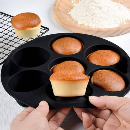 7 Hole Non Stick Silicone Liners and Muffin Pan for Air Fryers - Reusable Baking Trays Easy to Release and Clean3