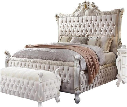 Picardy Eastern King Bed in Fabric & Antique Pearl1
