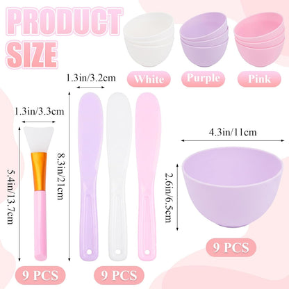 9 Set Silicone Facial Mask Mixing Bowls with Spatula for Women3