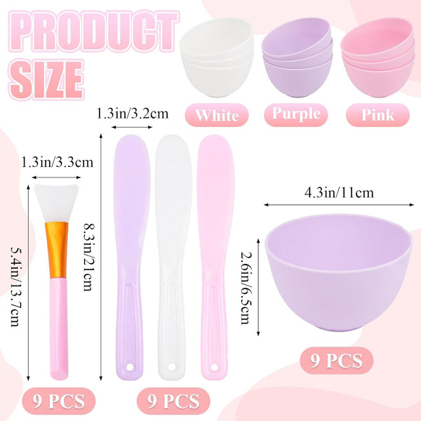 9 Set Silicone Facial Mask Mixing Bowls with Spatula for Women3