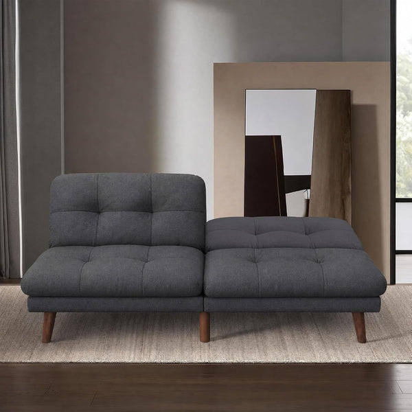 67'' Futon Sofa Bed, Modern Linen Couch with Adjustable Backrest2