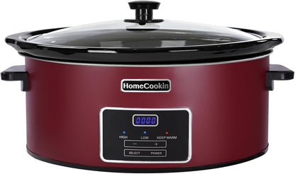 7 Quart Programmable Slow Cooker, Kitchen Appliances, Perfect Kitchen Small Appliance for Family Dinners, Red Stainless Steel1