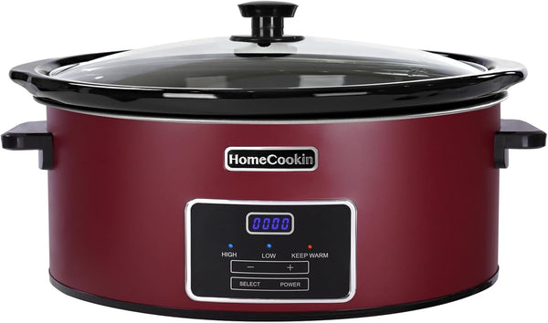 8 Quart Programmable Slow Cooker, Kitchen Appliances, Perfect Kitchen Small Appliance for Family Dinners, Red Stainless Steel1