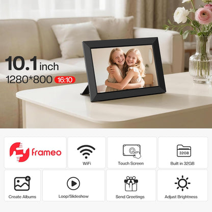 Frameo 10.1 Inch Wifi Digital Picture Frame, Smart Cloud Electronic Photo Frame with HD IPS Touch Screen Slideshow 32GB Memory Auto-Rotate Wall Mount, Share Photos/Videos from Phone - Gifts for Mom9