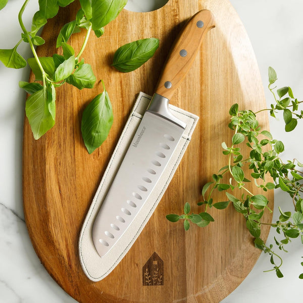 Bloomhouse Santoku Knife - 7-Inch German Stainless Steel Knive with Forged Italian Olive Wood Handle Two Time Oprah'S Favorite Things Winner - Full Tang Kitchen Knife for Slicing Dicing & Mincing2