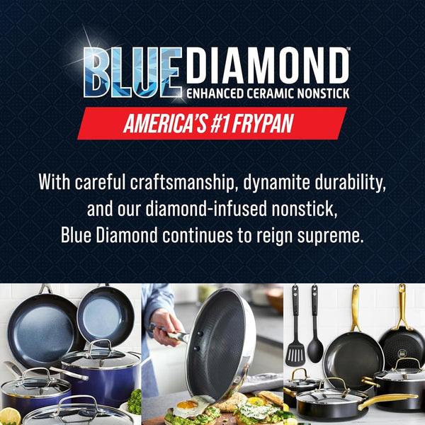 Hybrid 12 Piece Stainless Steel Nonstick Cookware Set | Pfas-Free Ceramic Nonstick Pots & Pans, Diamond Bond, Induction & All Cooktop Ready, Dishwasher and Oven Safe, Glass Lids8