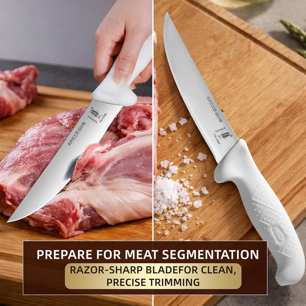 Boning Knife 6.5 Inch，Stainless Steel Fillet Knife for Meat Cutting Deboning Slicing,Flexible Blade, White anti Slip Handle7