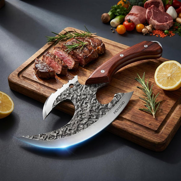 Viking Meat Cleaver Knife, Butcher Kitchen Axe & Sheath Gift for Men6