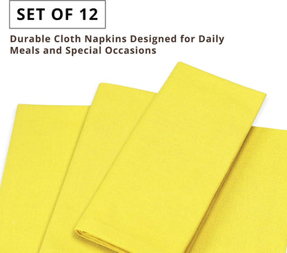 Cloth Dinner Napkins 18X18 In, Set of 12, Yellow6