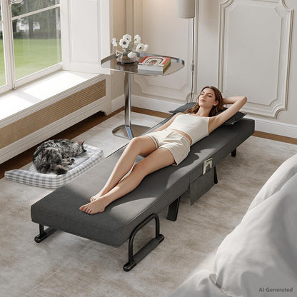 Sleep Chair, Folding Sleeper Chairs for Adults (Dark Grey)2