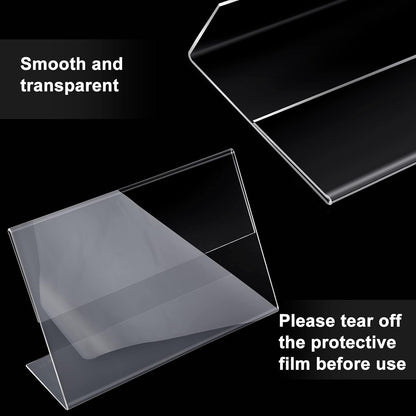 50 Pcs Acrylic Picture Frames Bulk 4 X 6 Inch Plastic Sign Holder Clear Frame Horizontal L Shape Acrylic Photo Slanted Back Plastic Picture Display Stand Flyer Holder for Office Home Desktop2