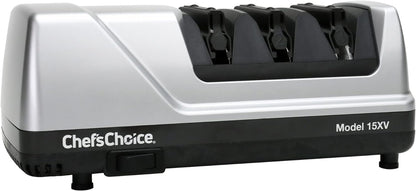 Chef’Schoice 15XV Edgeselect Professional Electric Knife Sharpener with 100-Percent Diamond Abrasives and Precision Angle Guides for Straight Edge and Serrated Knives, 3-Stage, Gray1