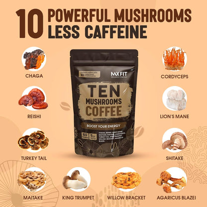 Mushroom Coffee (60 Servings) 10 Mushrooms (Lion’S Mane, Cordyceps, Turkey Tail & Other) Mixed with Gourmet Arabica Instant Immune Boosting Coffee for Focus & Gut Health Support4