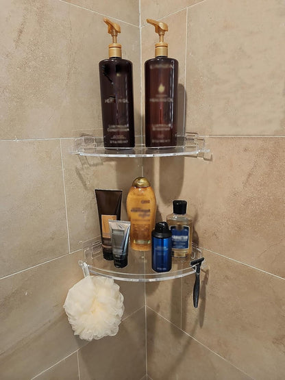Adhesive Acrylic Corner Shower Caddy 2 Pack, Rustproof Bath Shelf5