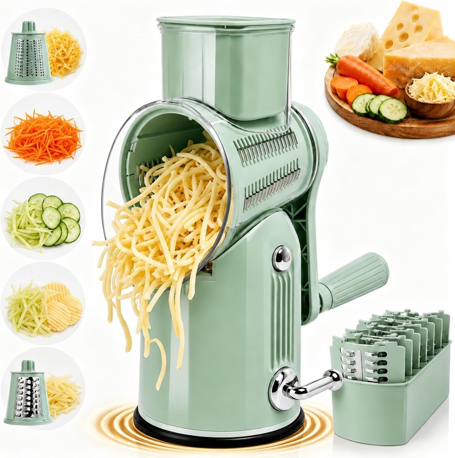 5-in-1-rotary-cheese-grater-and-vegetable-slicer-with-suction-base-green