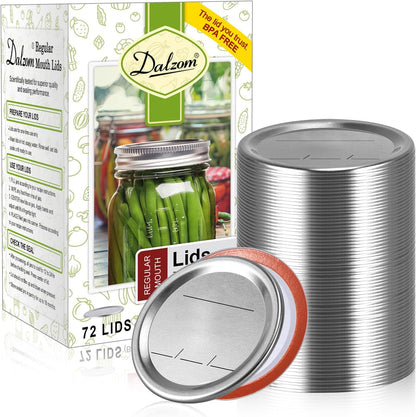 ® 72Pcs Canning Lids Regular Mouth, Premium Mason Jar Lids for Ball, Kerr Jars - Food Grade Material, 100% Fit & Airtight for Regular Mouth Mason Jars1