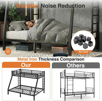 Heavy-Duty Metal Full XL over Queen Bunk Bed with Bedside Caddy, Black6