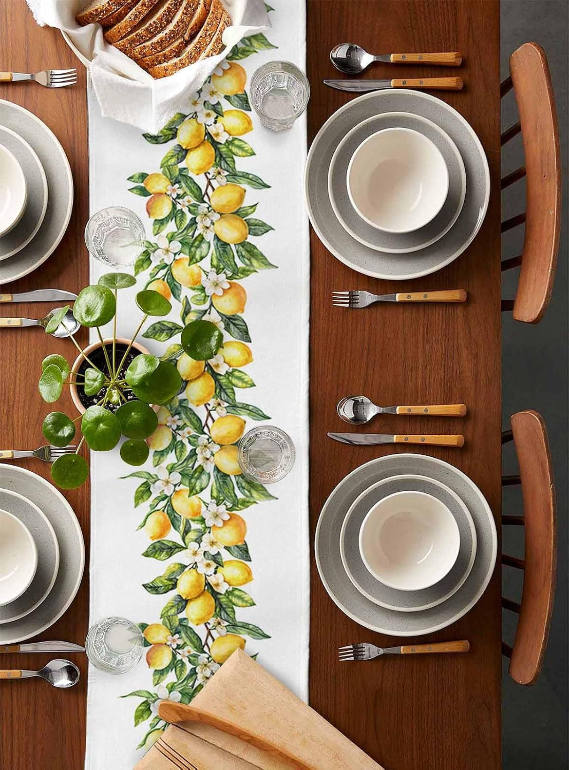dining-table-runner-dresser-scarf-linen-burlap-fabric-summer-lemon-green-leaves-washable-table-runners-90-inches-long-for-farmhouse-home-kitchen-wedding-party-decor