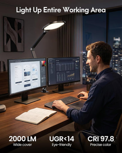 Remote LED Desk Lamp with Clamp, Metal Arm, CRI 97.8, 30 Modes10
