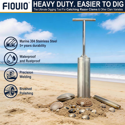 Professional Clam Gun - 36" Stainless Steel Vacuum Clam Digger Tool, 4.72" Diameter Tube for Efficient Razor Clam, Cockle & Shellfish Harvesting on Beach5