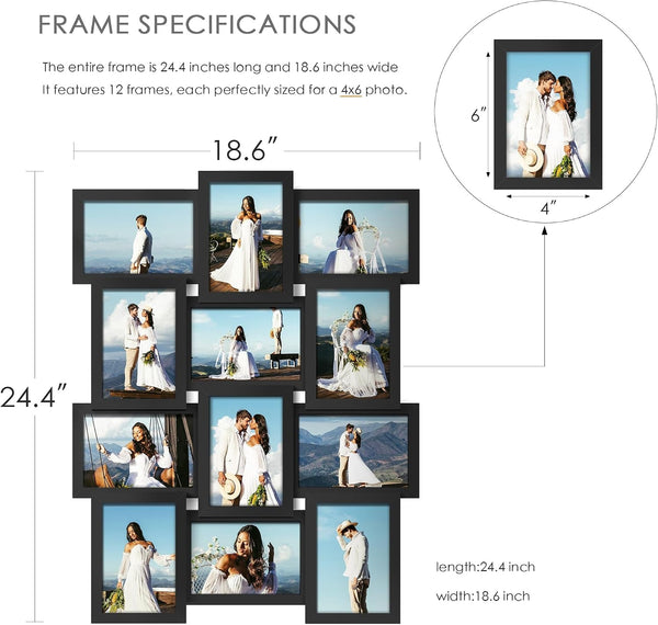 4X6 Collage Frame 12 Pack Glass Assembly Required Black2
