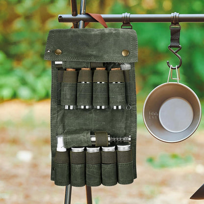 Portable Spice Bag for Travel, Camping Spice Kit with 8 Jars-Green5
